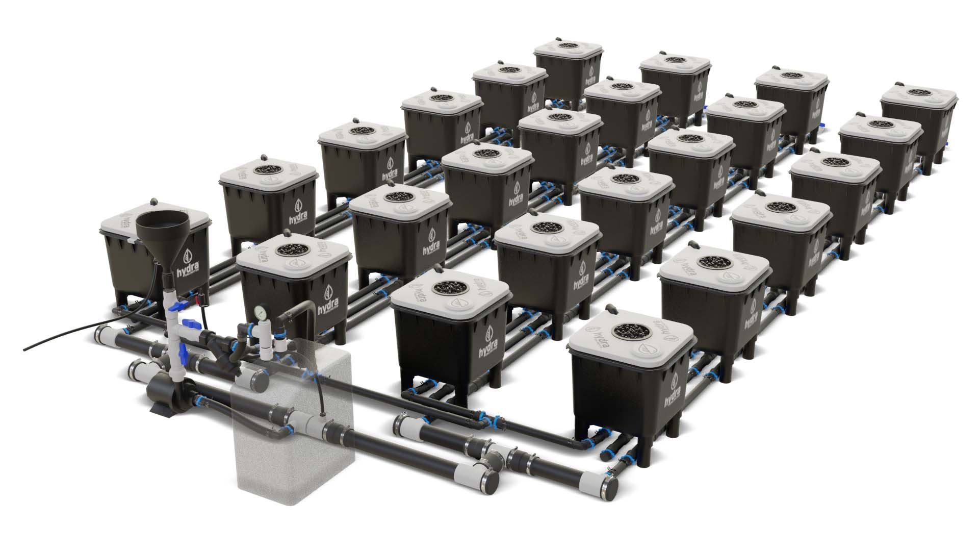 HydraMax 24 bucket, 4 row deep water culture system