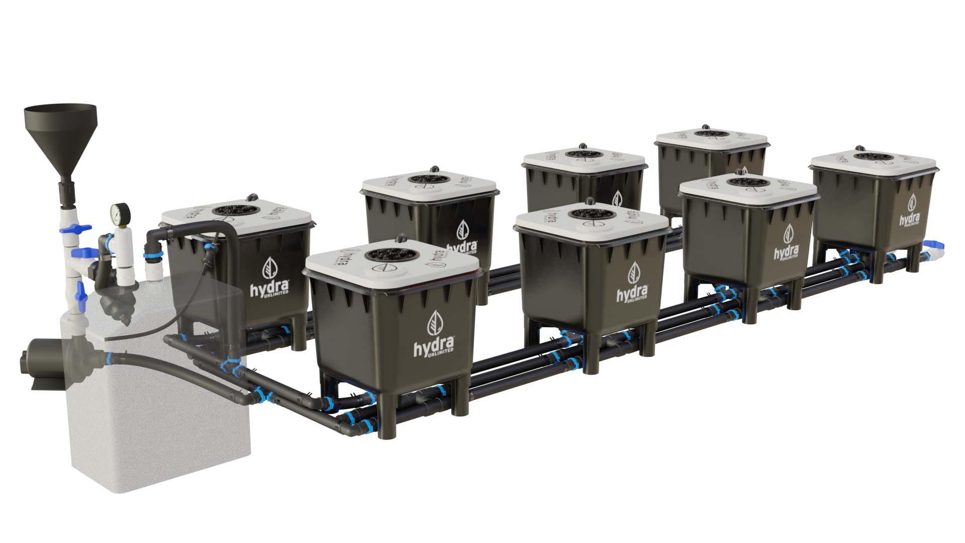 HydraMax 8 bucket, 2 row deep water culture system