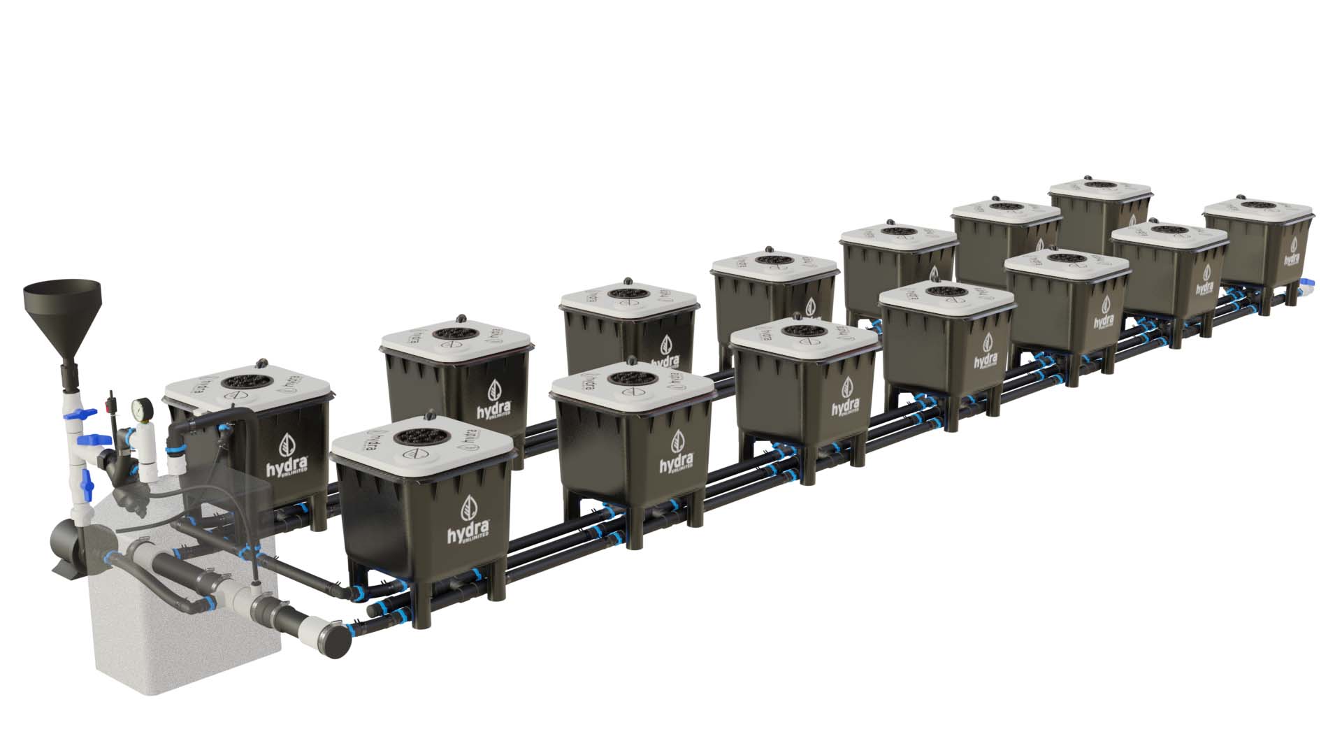 HydraMax 14 bucket, 2 row deep water culture system